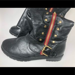 Black boots w/ red & bronze